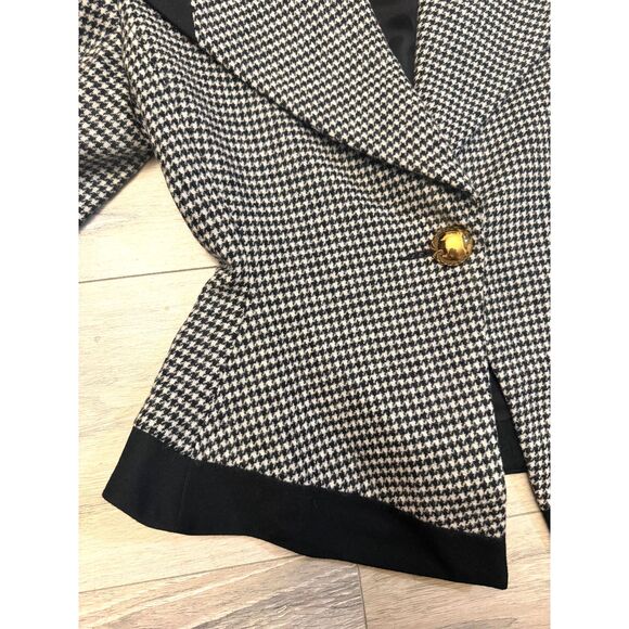 Vtg 80's Union Made Wool Power Suit Set Womens Size 6 Houndstooth preppy peplum - Picture 4 of 16